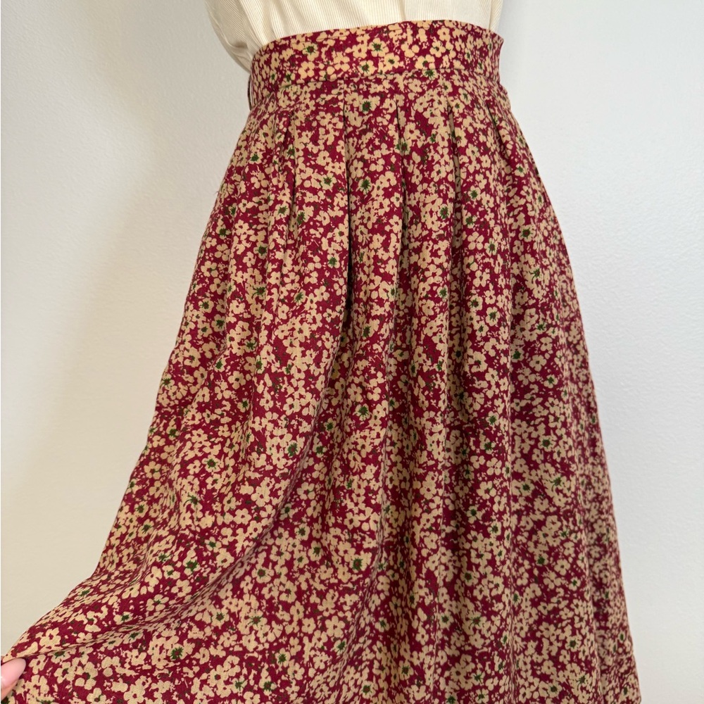 Vintage Christian Dior Pret-a-porter Red Floral A Line Skirt Women’s Sz M - Picture 6 of 8